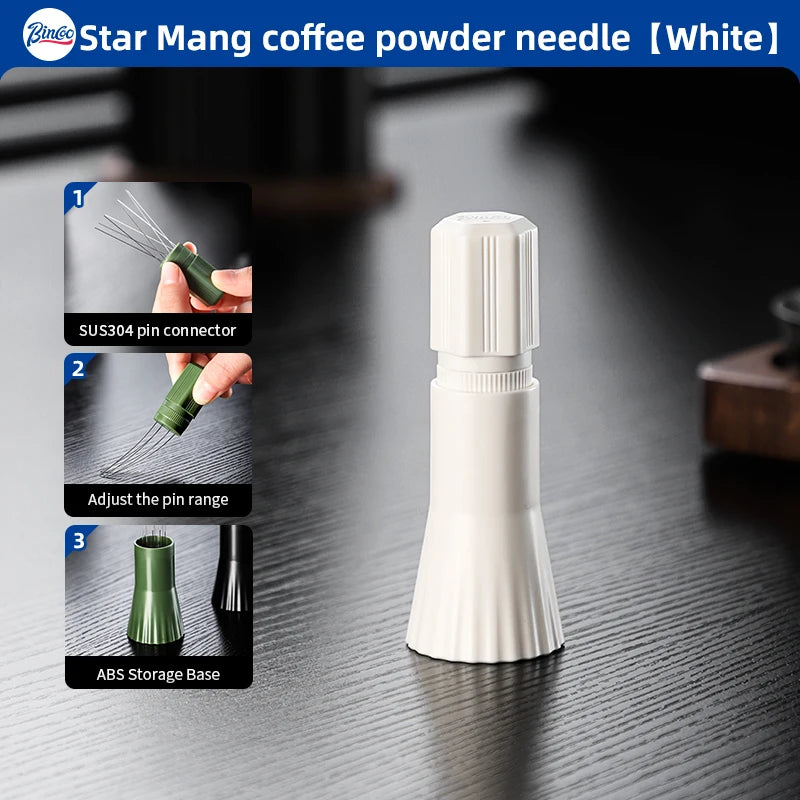 Bincoo WDT Espresso Distributor – Rotating Needle Tool Espresso Distributor Tool Qst White