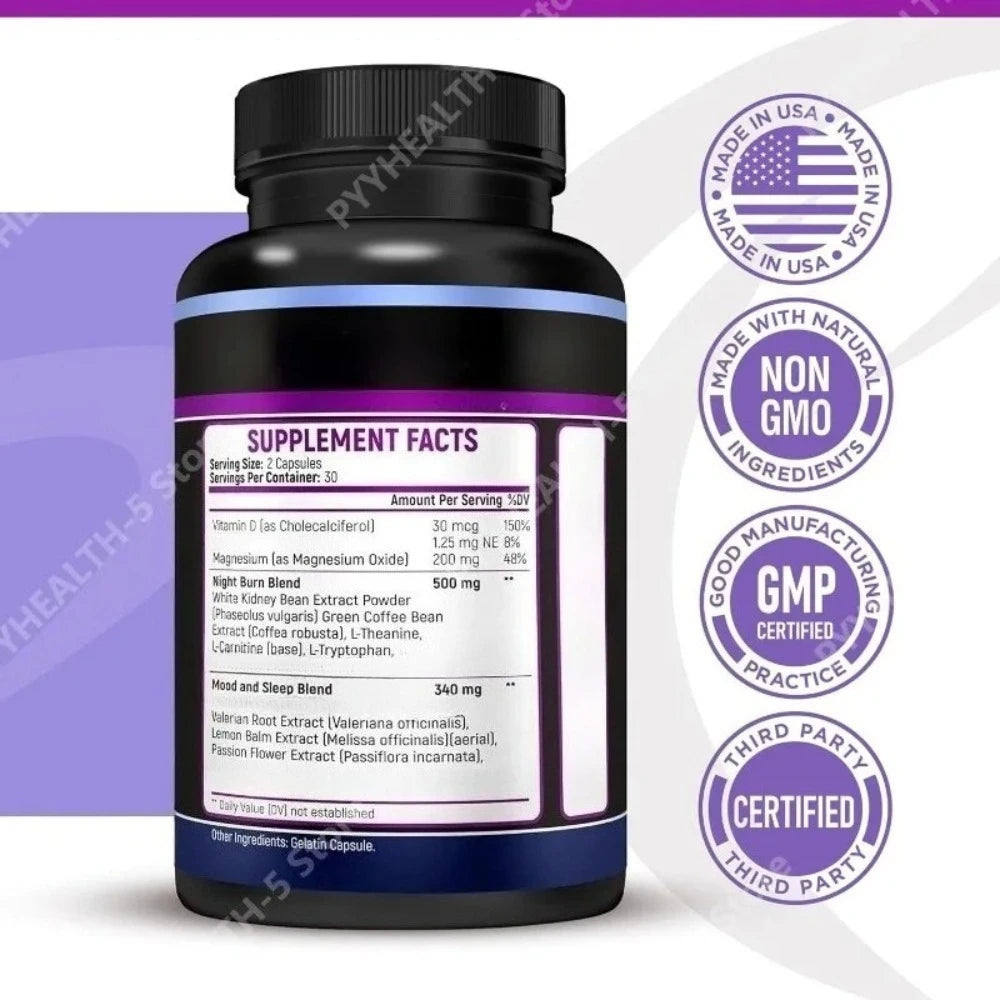 Night Time Wellness Capsules – Sleep & Relaxation, 60 Count Wellness Supplement Qst
