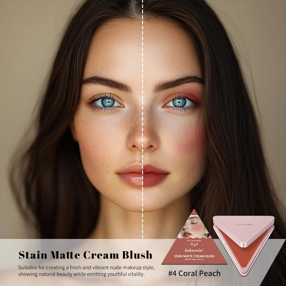 ibcccndc Triangle Cream Blush – Matte, Long-Lasting Rosy Glow Cream Blush Qst
