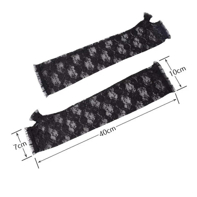 Long Lace Gloves Gothic Lolita Anime JK Fingerless Mittens Lace Fashion Gloves Qme