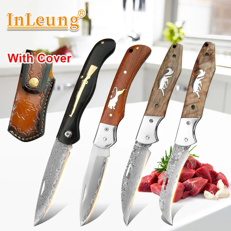 VG10 Damascus Steel Folding Paring Knife – Wood Handle Folding Paring Knife Qst