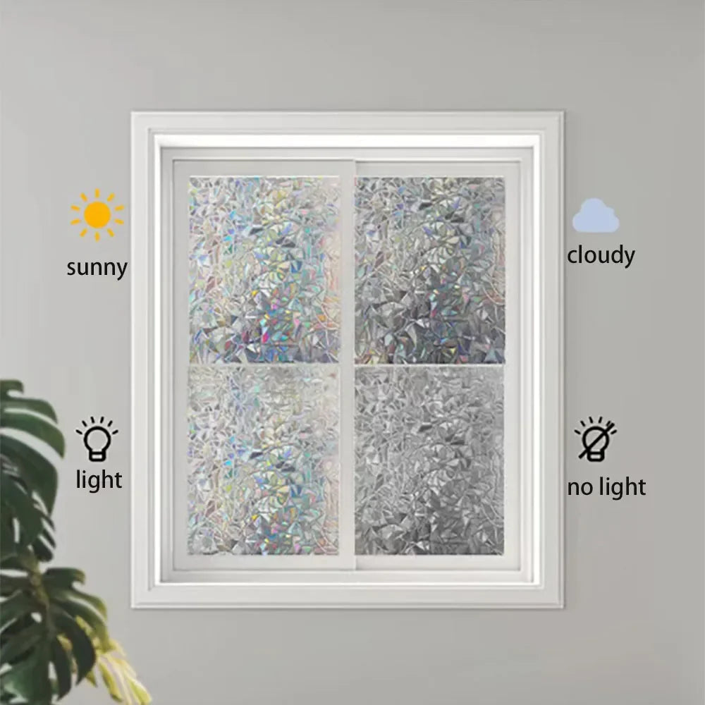 Rainbow Electrostatic Window Privacy Film | No-Glue PVC Cling Window Privacy Film Qme