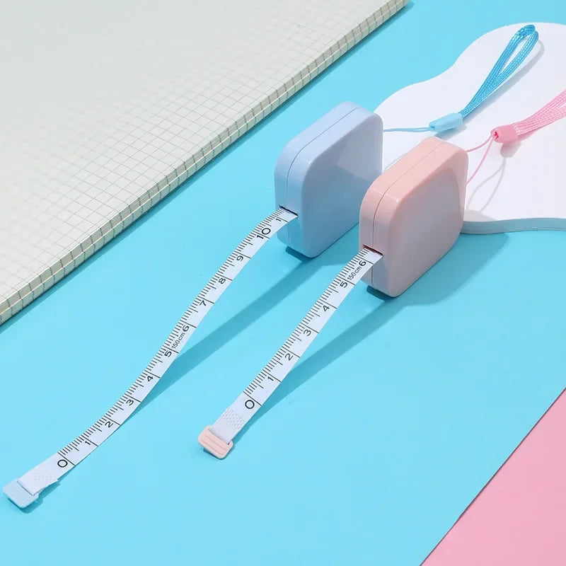Mini Macaron Tape Measure 1.5m Metric Imperial Keychain Ruler Mini Tape Measure Qme