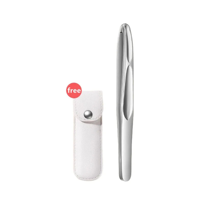 Premium Round Head Tweezers – Eyebrow & Facial Hair Removal Precision Tweezers Qme Silver