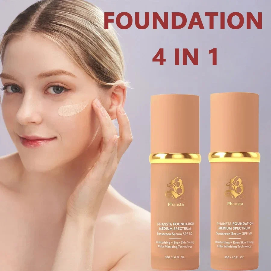 Qme 4-in-1 Full Coverage Liquid Foundation & Concealer Liquid Foundation Qme 2 PCS