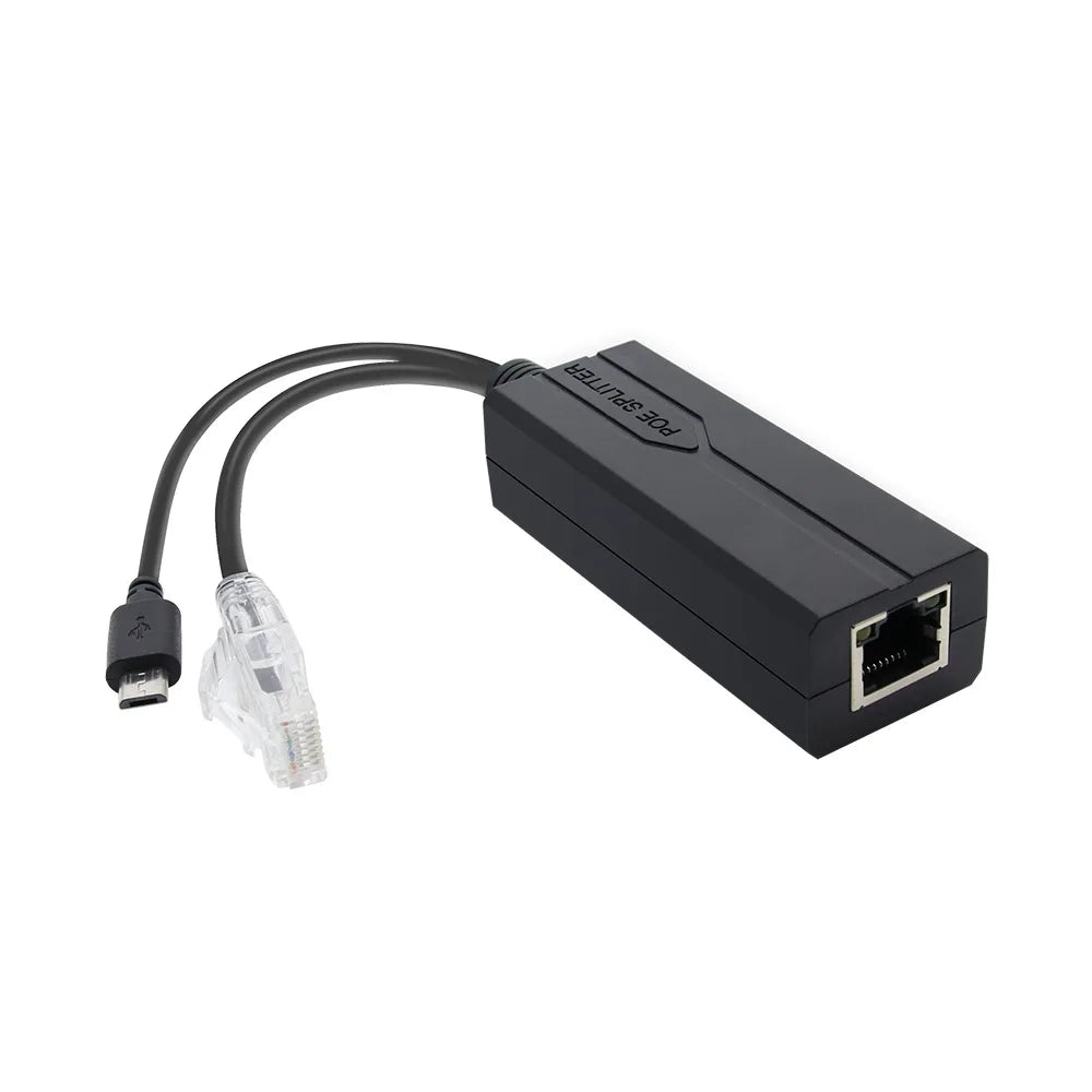 Micro USB PoE Splitter 48V to 5V Power Module for IP Cameras PoE Power Splitter Qme Black