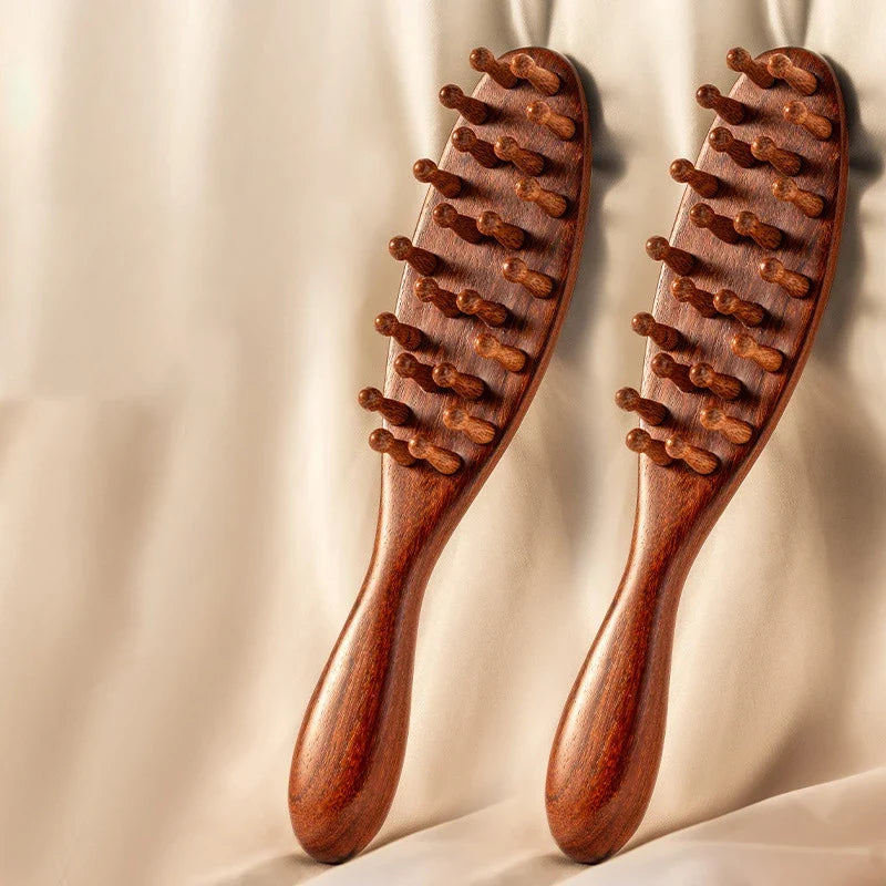 Natural Sandalwood Scalp & Body Massage Comb – 22-Tooth Wooden Massage Comb Qme