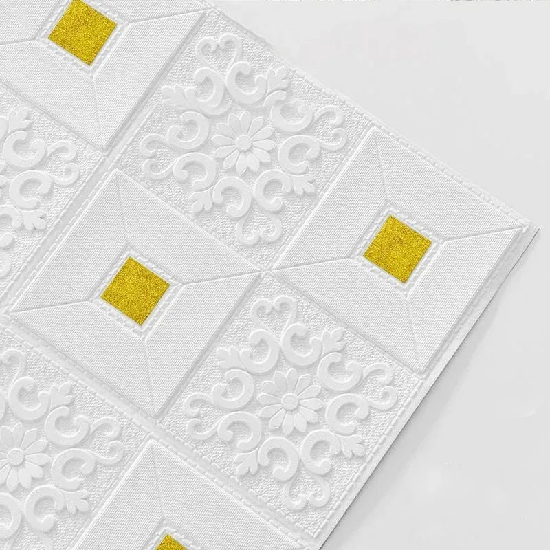 Golden Brick Foam Wall Panels – Self-Adhesive 70x70cm Foam Wall Panel Qme