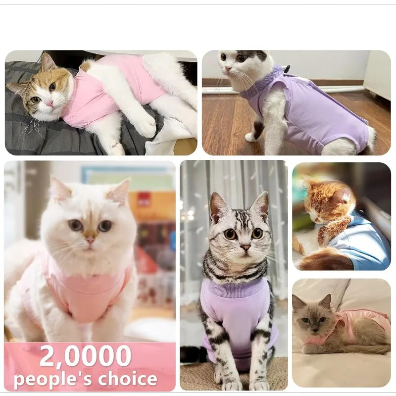 Soft Breathable Cat Recovery Suit – Anti-Lick Jumpsuit Cat Recovery Suit Qme