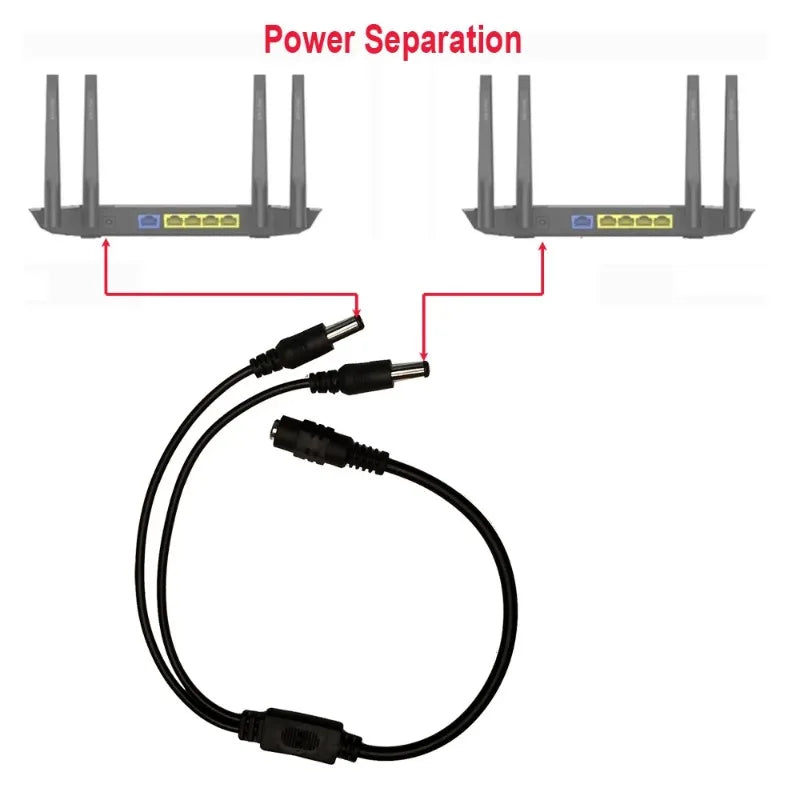 DC Power Y Splitter 5.5mm×2.1mm Female to Dual 2.4mm Male Adapter DC Power Splitter Qme