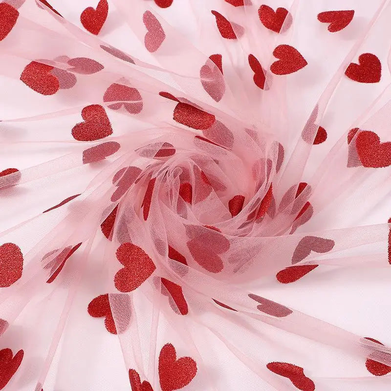 Heart-Shaped Mesh Tablecloth for Weddings & Banquets Decorative Table Overlay Qme