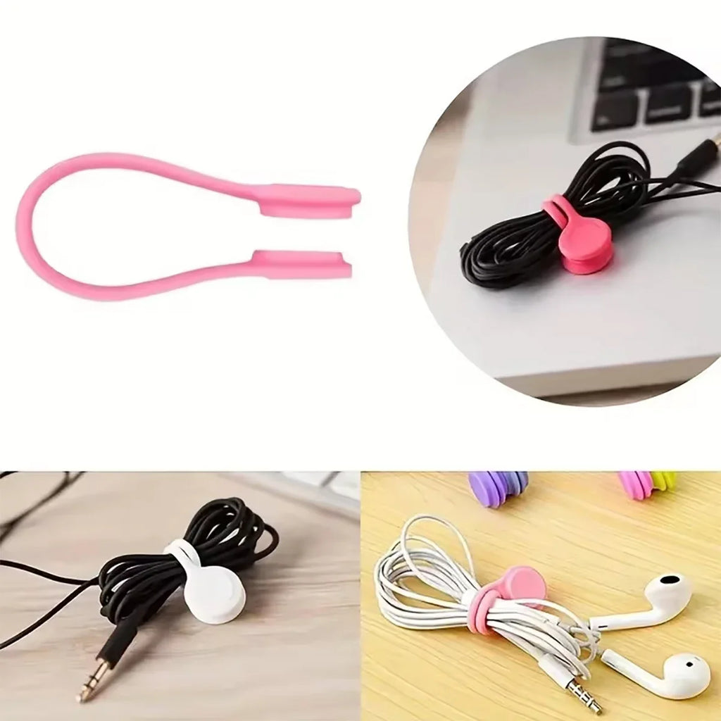 5-Pack Reusable Magnetic Silicone Cable Ties – Cord Organizer Cable Tie Organizer Qme