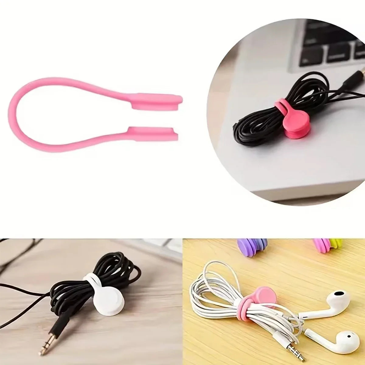 5-Pack Reusable Magnetic Silicone Cable Ties – Cord Organizer Cable Tie Organizer Qme