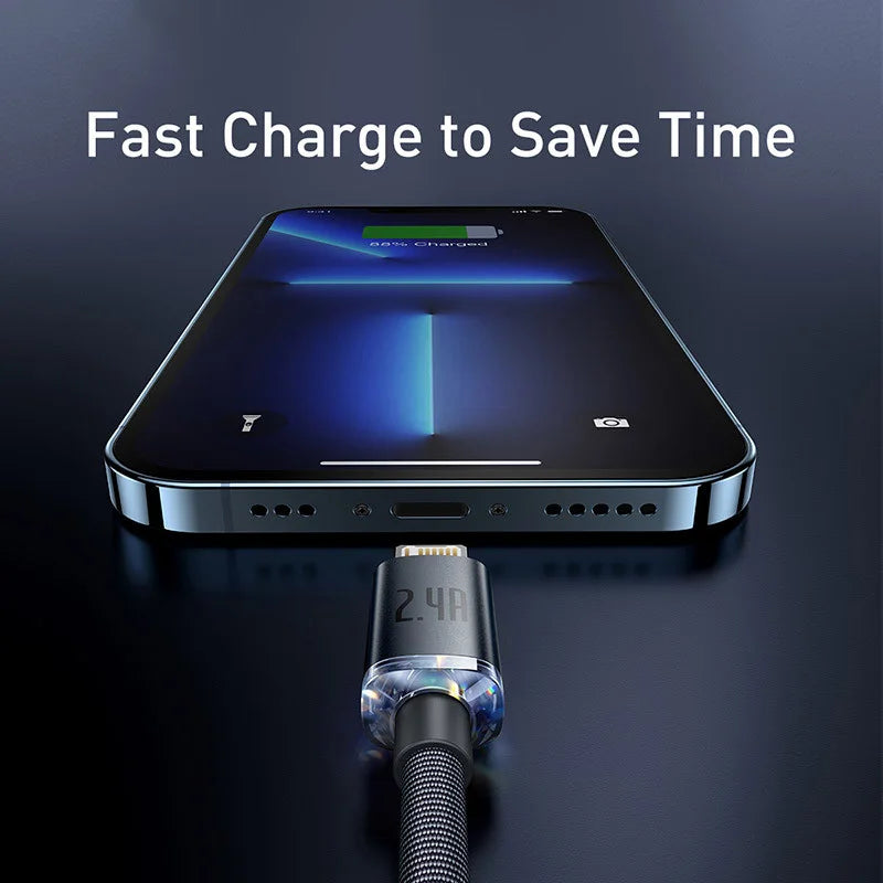 Baseus Lightning Cable 2.4A Fast Charge Braided for iPhone iPad Lightning Charging Cable Qst