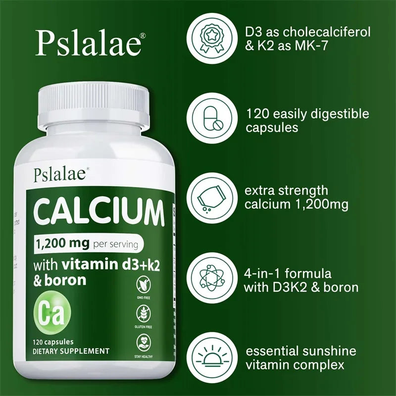 Calcium 1200mg with Vitamin D3, K2 & Boron – Bone Support Calcium Supplement Qst