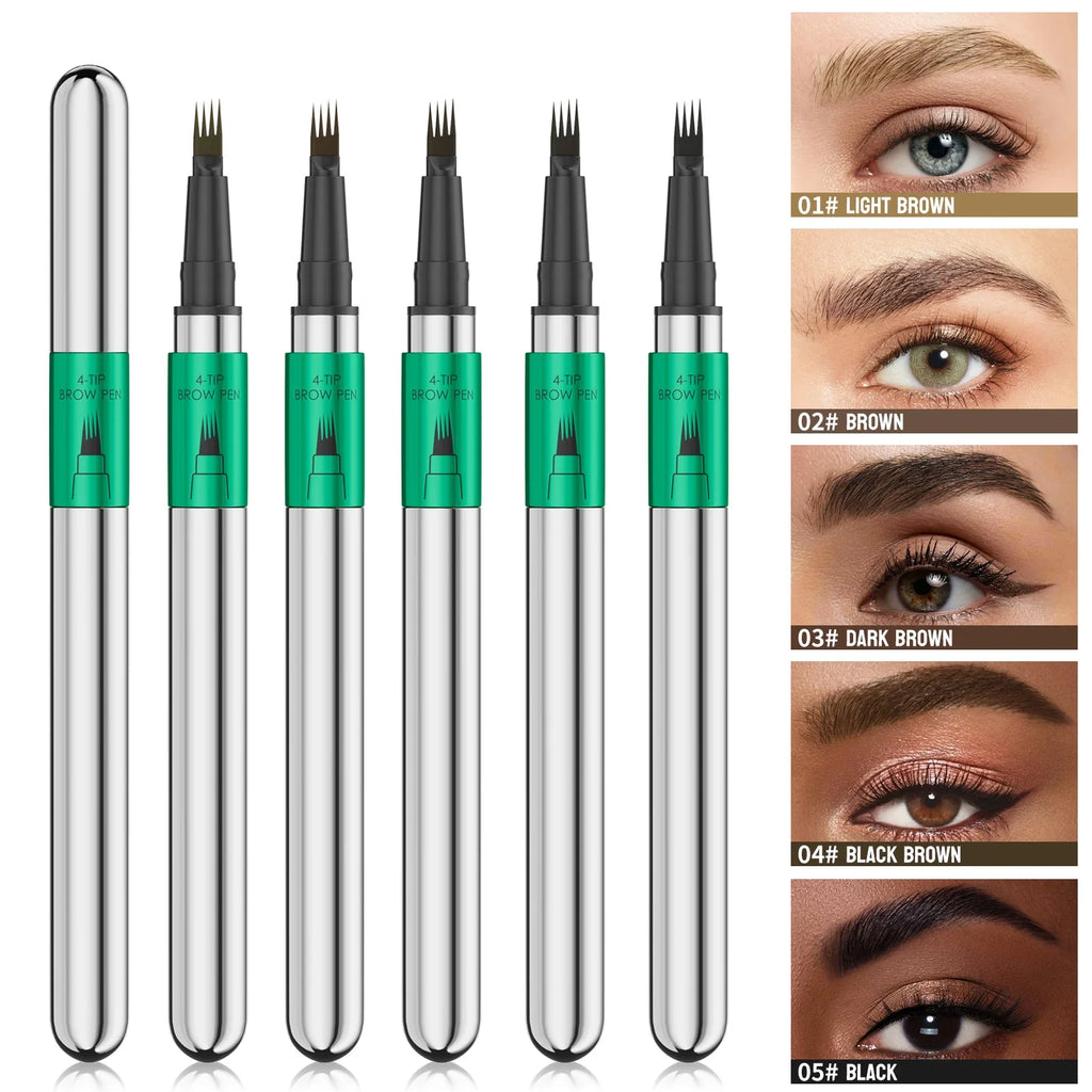 Hellokiss Waterproof Microblading Eyebrow Pen – 4 Split Head Microblading Eyebrow Pen Qme