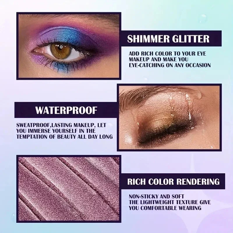 13-Shade Waterproof Liquid Eyeshadow Palette | Long-Lasting Glitter Liquid Eyeshadow Palette Qme