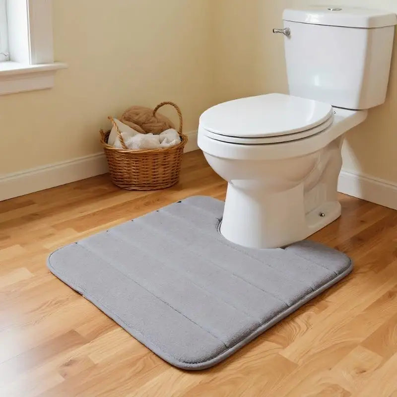 Memory Foam Bath Mat – Anti-Slip Absorbent U-Shaped Toilet Rug Memory Foam Bath Mat Qme