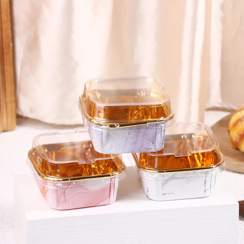 50Pcs Square Cupcake Liners & Lids – Disposable Baking Cups Baking Cups & Liners Qst