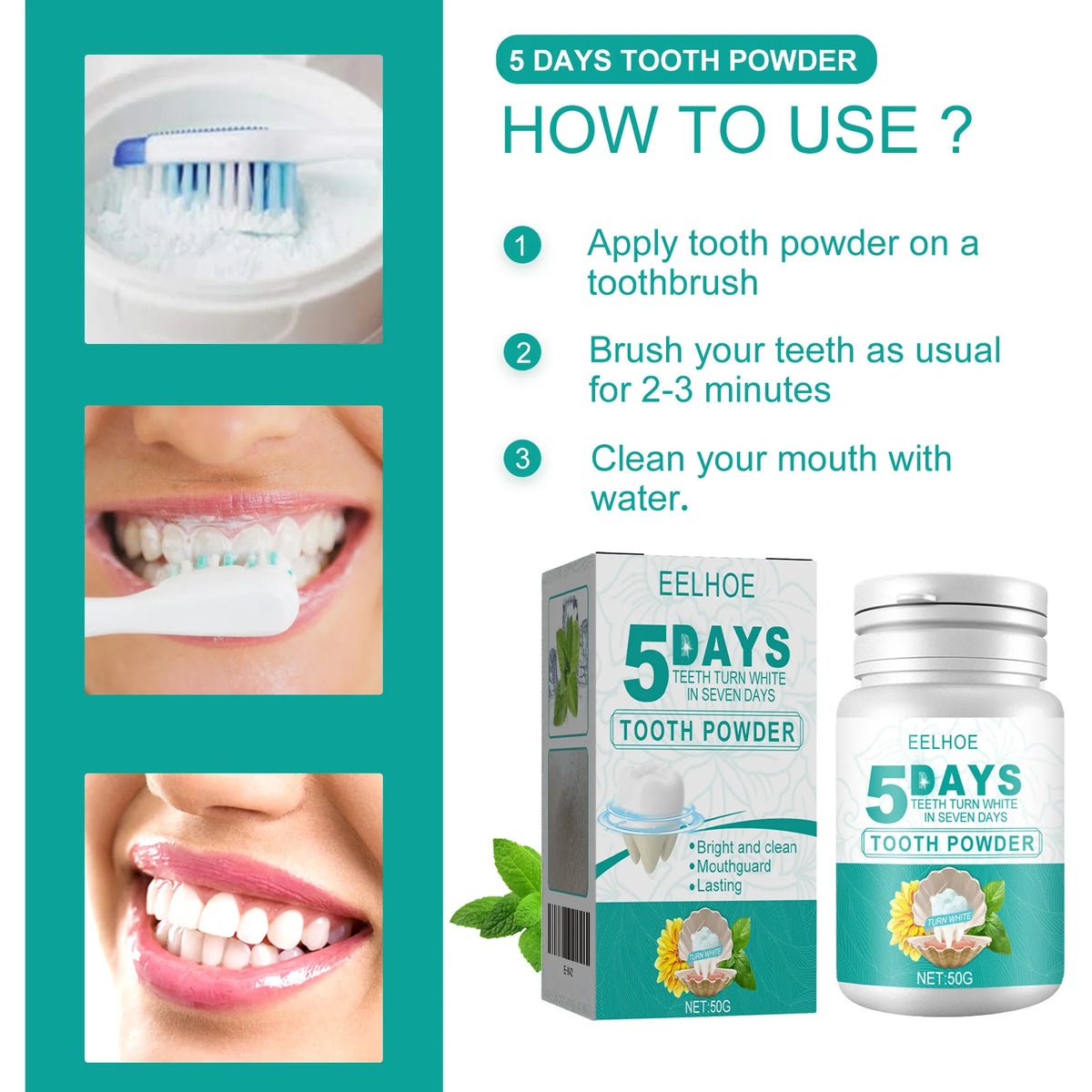 Teeth Brightening Powder – Stain Remover & Breath Freshener Teeth Whitening Powder Qst