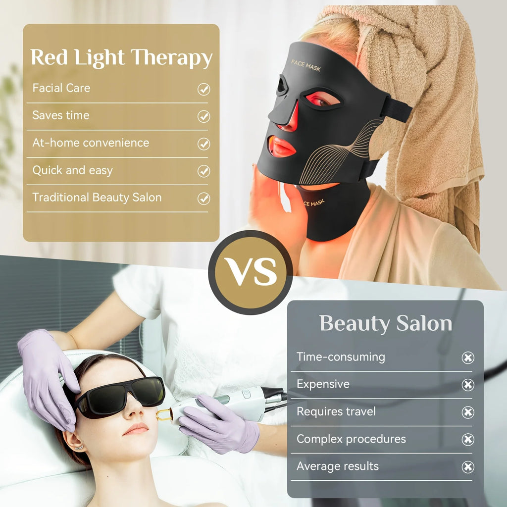 7-Color LED Face & Neck Light Therapy Mask | Skin Rejuvenation LED Therapy Mask Qst