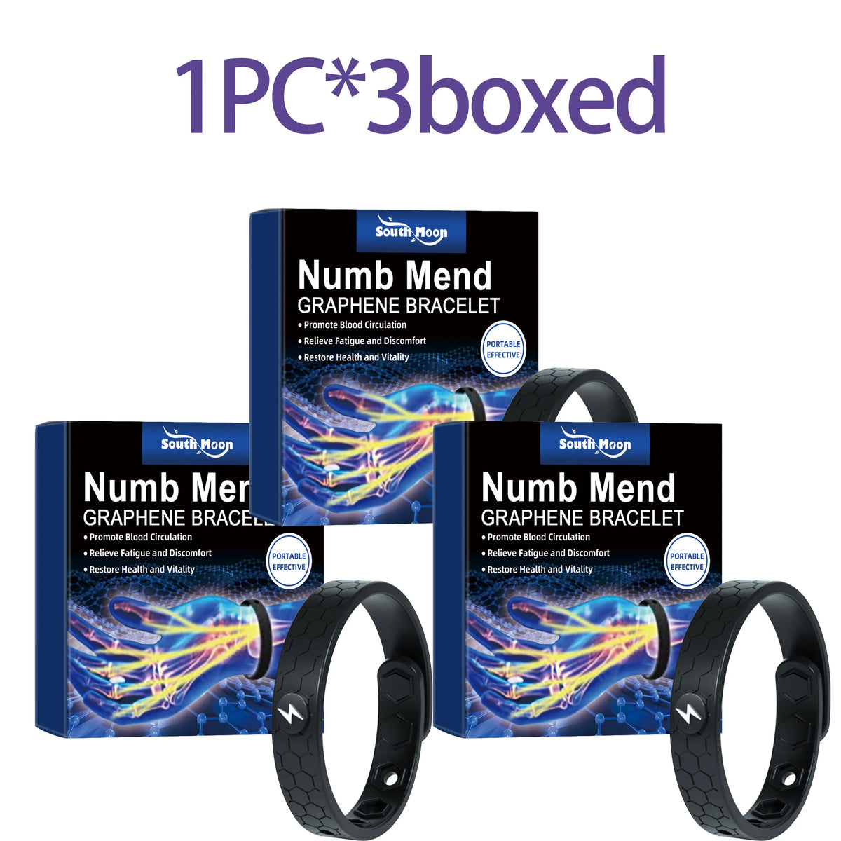 South Moon Energy Wristband – Wrist Support Silicone Bracelet Wrist Support Bracelet Qst 1pc X 3boxed