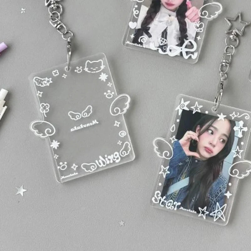 Clear Acrylic Photocard Holder Wing Star Keychain – 4 Colors Photocard Keychain Qme