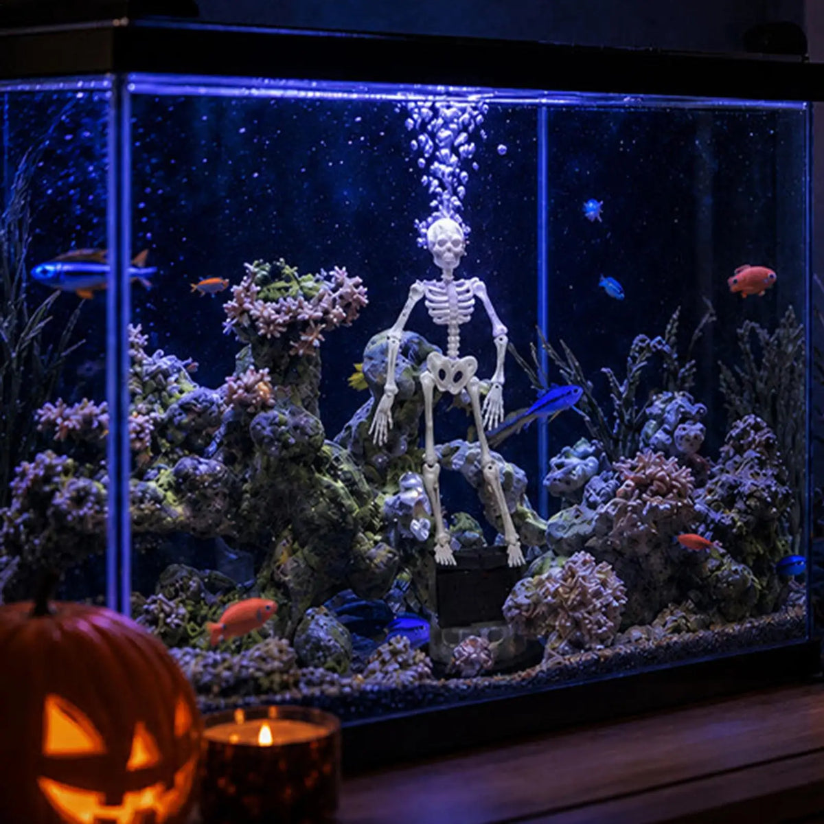 Skeleton Bubbler Aquarium Decor | 3D Printed Halloween 7x4 In Aquarium Bubbler Decor Qme