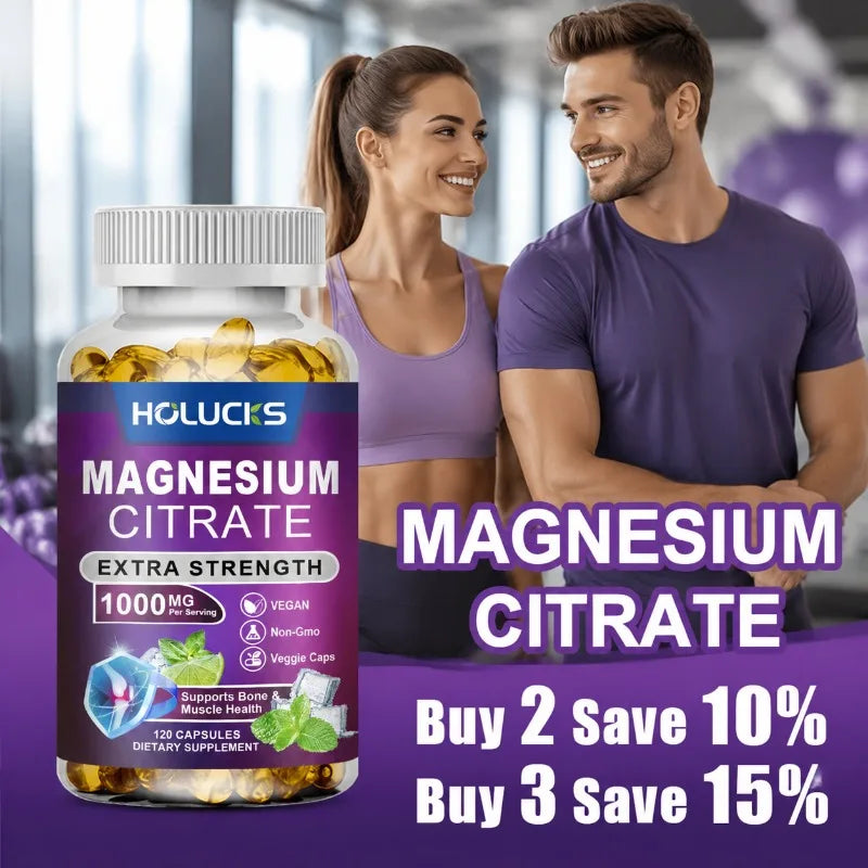 HOLUCKS Magnesium Citrate 1000mg – Relaxation & Daily Wellness Mineral Supplement Qst