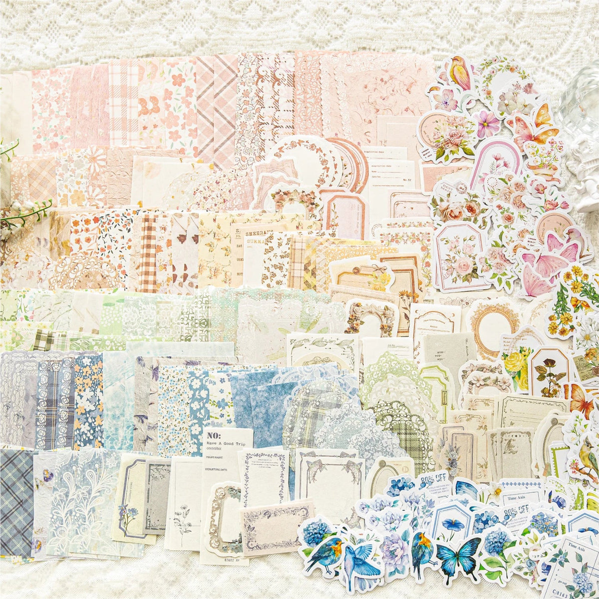 Vintage Watercolor Floral Botanical DIY Decor Paper | 4 Colors Decorative Craft Paper Qme