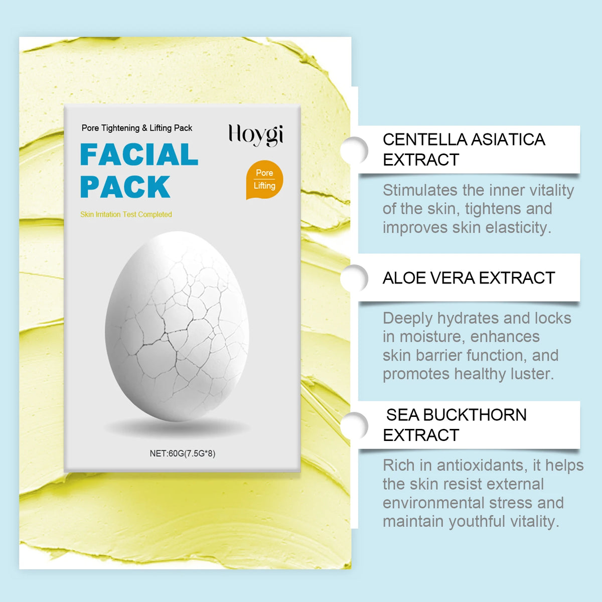 Hoygi Cleansing Smear Mask – Exfoliate, Hydrate & Brighten Skin Face Mask Treatment Qst
