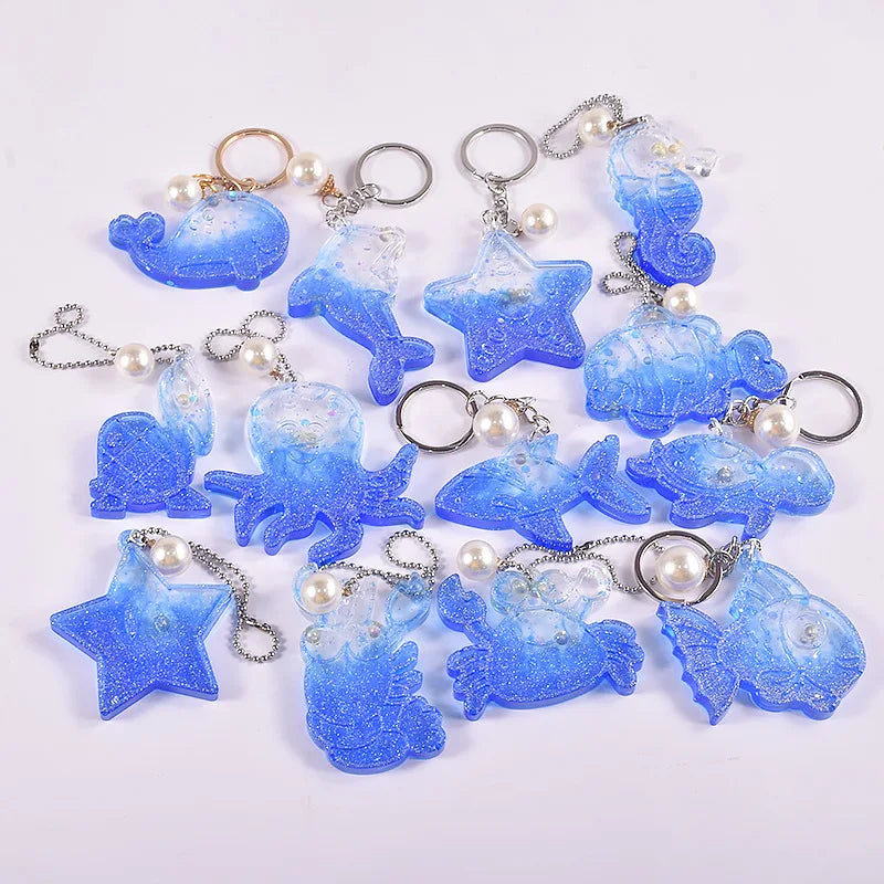 Ocean Series Fish & Seashell Silicone Resin Mold for Earrings Silicone Resin Mold Qme