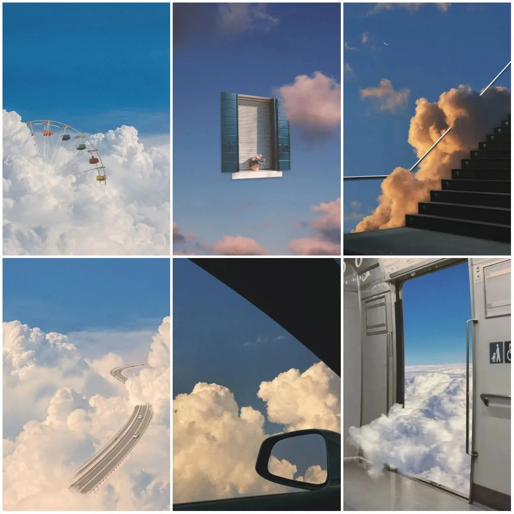 Whimsical Cloud People Canvas Wall Art Print – Modern Décor Canvas Wall Art Qst