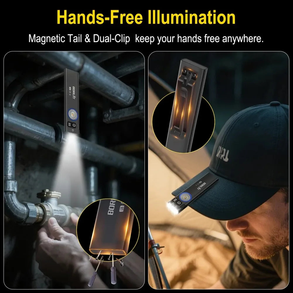 BORUiT U8 650LM EDC Flashlight – USB-C Rechargeable, IP67 LED EDC Flashlight Qst