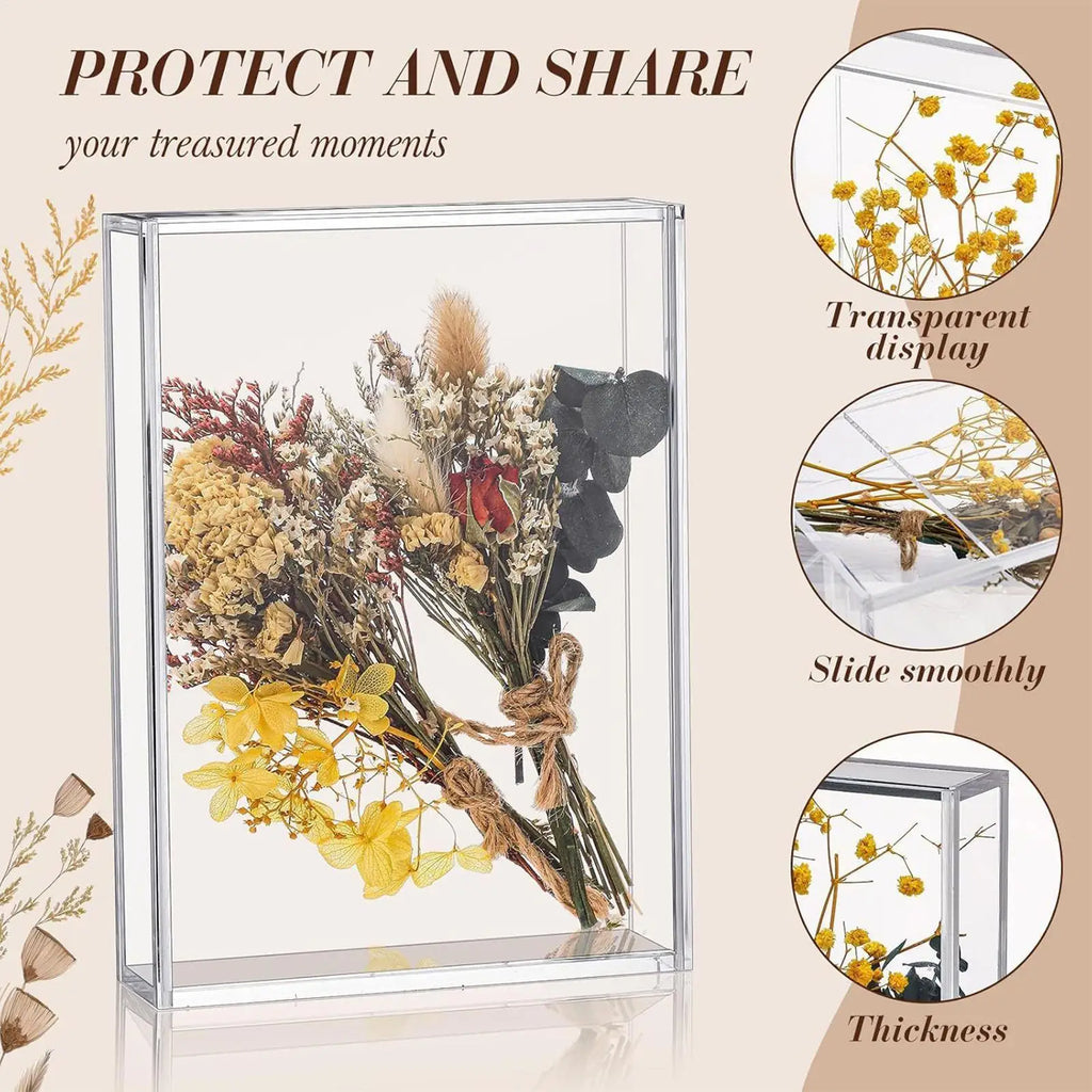 Clear Memory Box Display Case – Flowers & Photos Holder Keepsake Display Case Qme