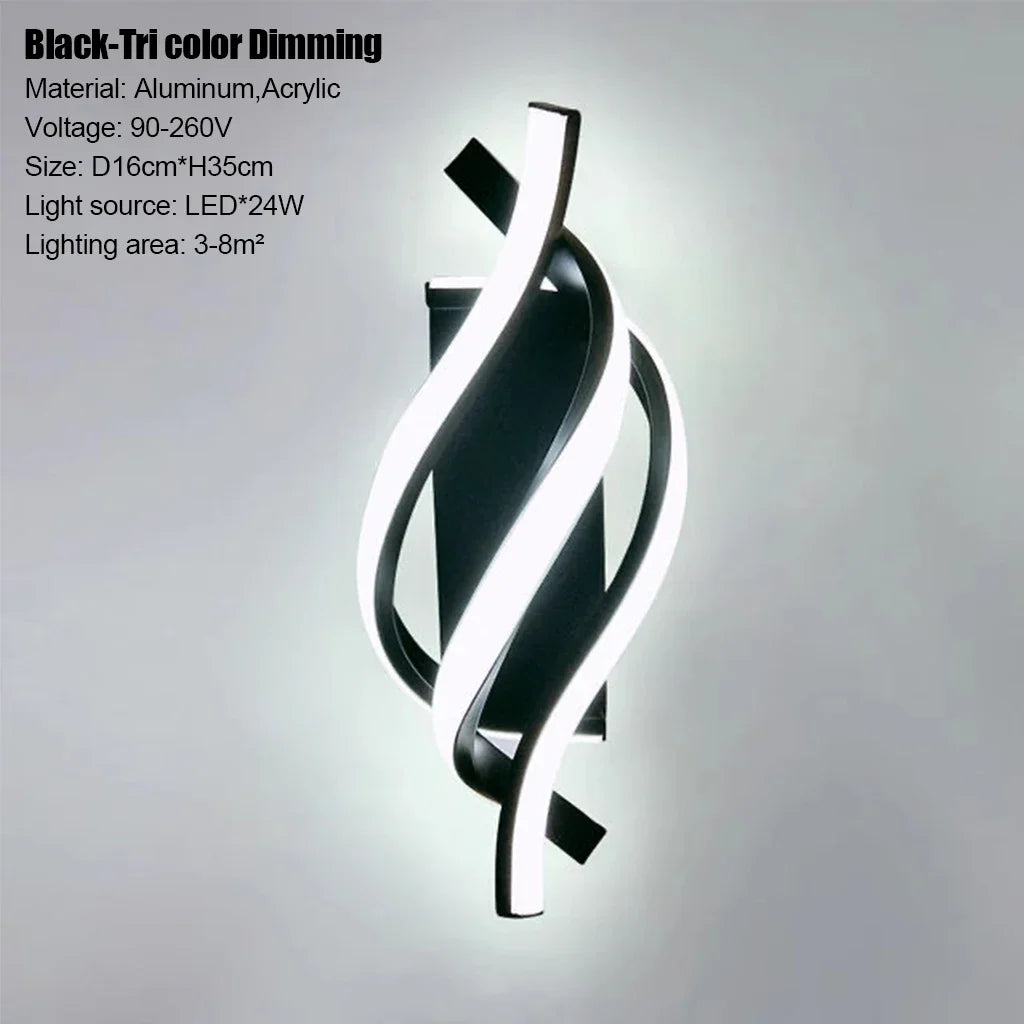 Modern LED Line Wall Lamp – Bedroom, Corridor & Home Décor LED Wall Sconce Qme black LED 3 Color