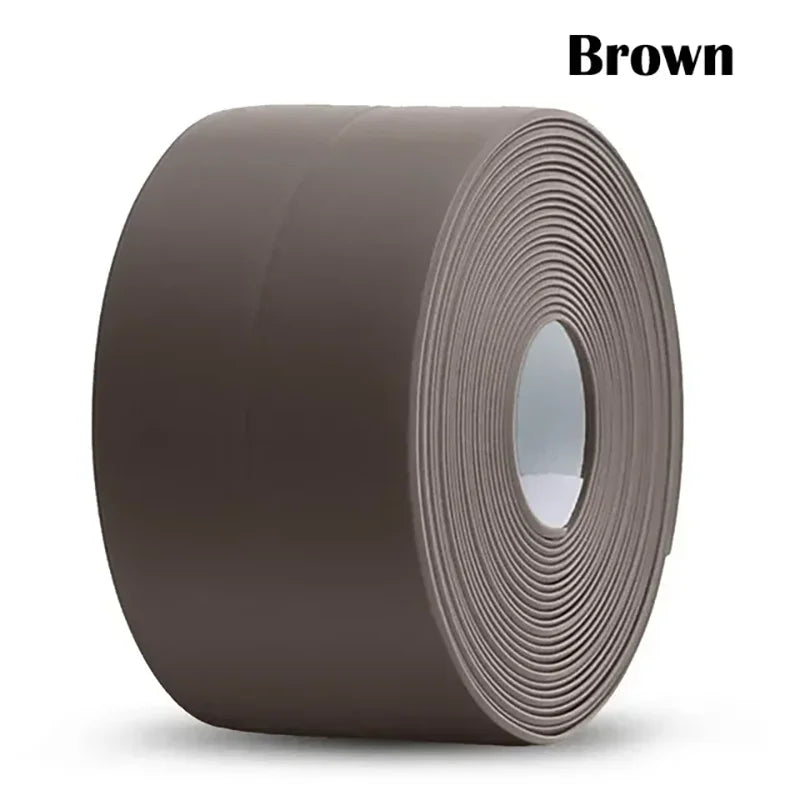 Waterproof PVC Self-Adhesive Sealing Tape Strip – Kitchen & Bath Sealing Tape Strip Qme 3.2M(10.5 Feet) Brown 3.8CM(1.5inch)