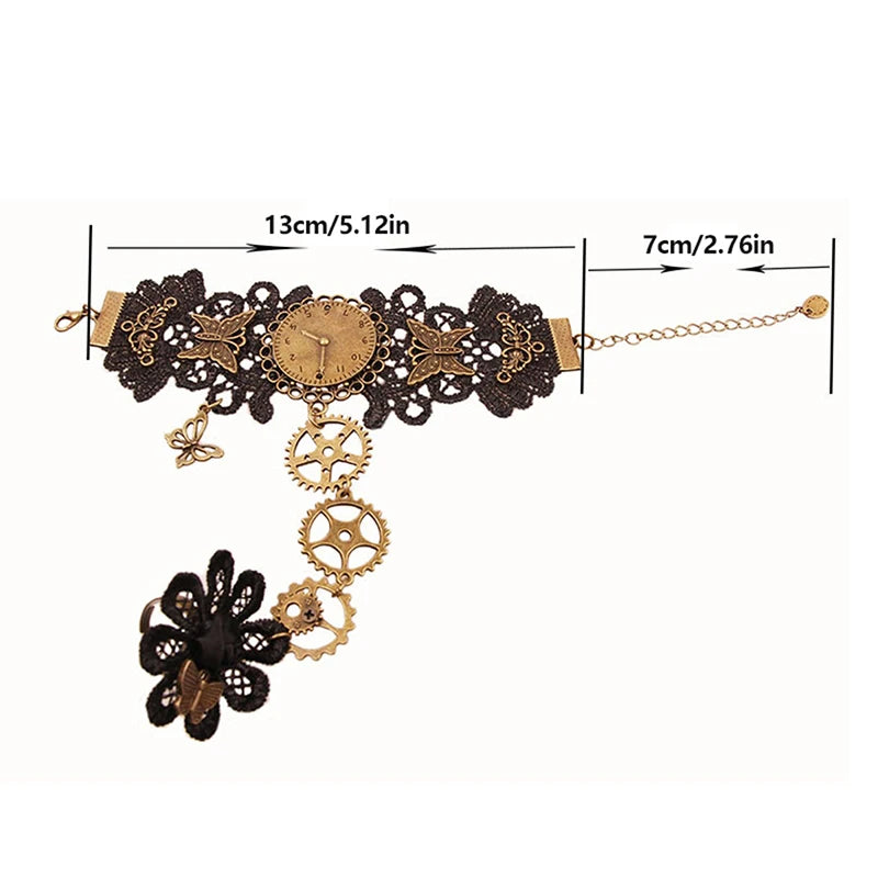 Women's Steampunk Fingerless Gloves – Victorian Lace Wrist Cuff Costume Wrist Gloves Qst