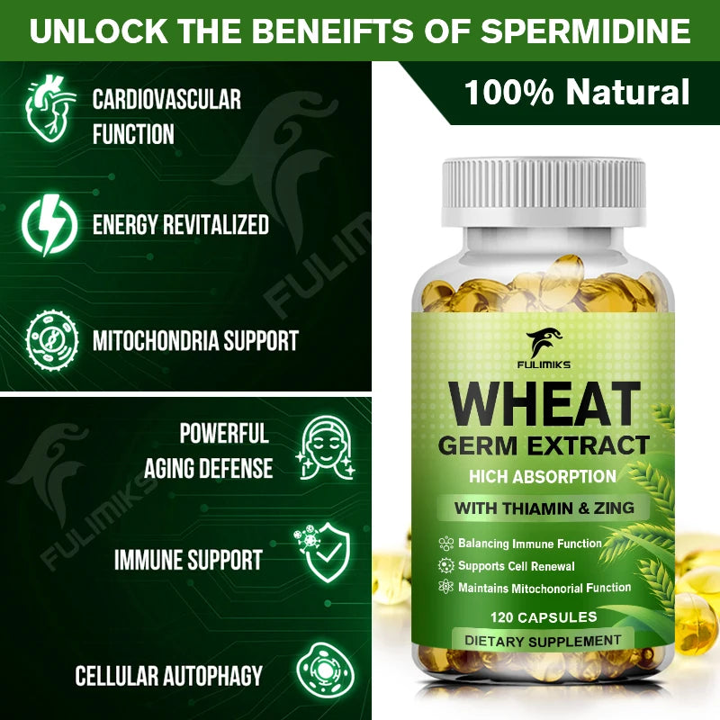 FULIMIKS Spermidine Capsules – Thiamin, Zinc, 120ct Dietary Supplement Qst