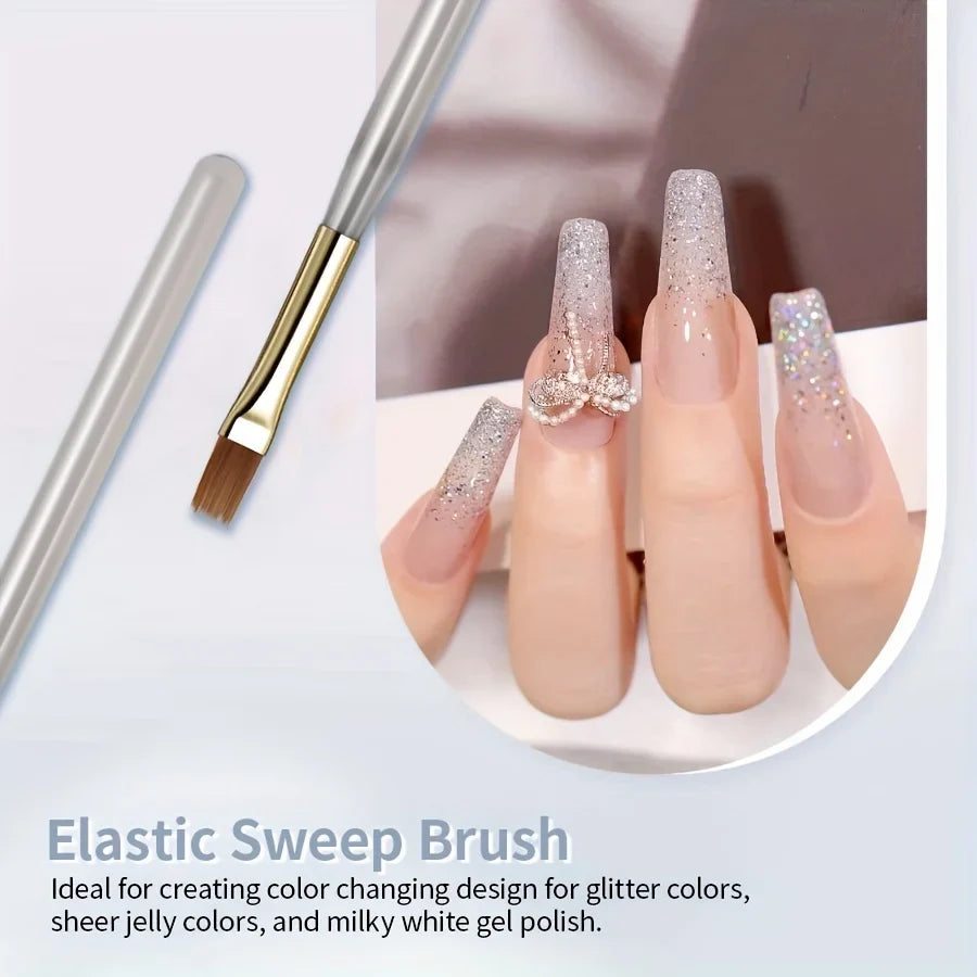 Elastic Gradient Nail Brush – Soft Bristles for Ombre Art Nail Art Brush Qme
