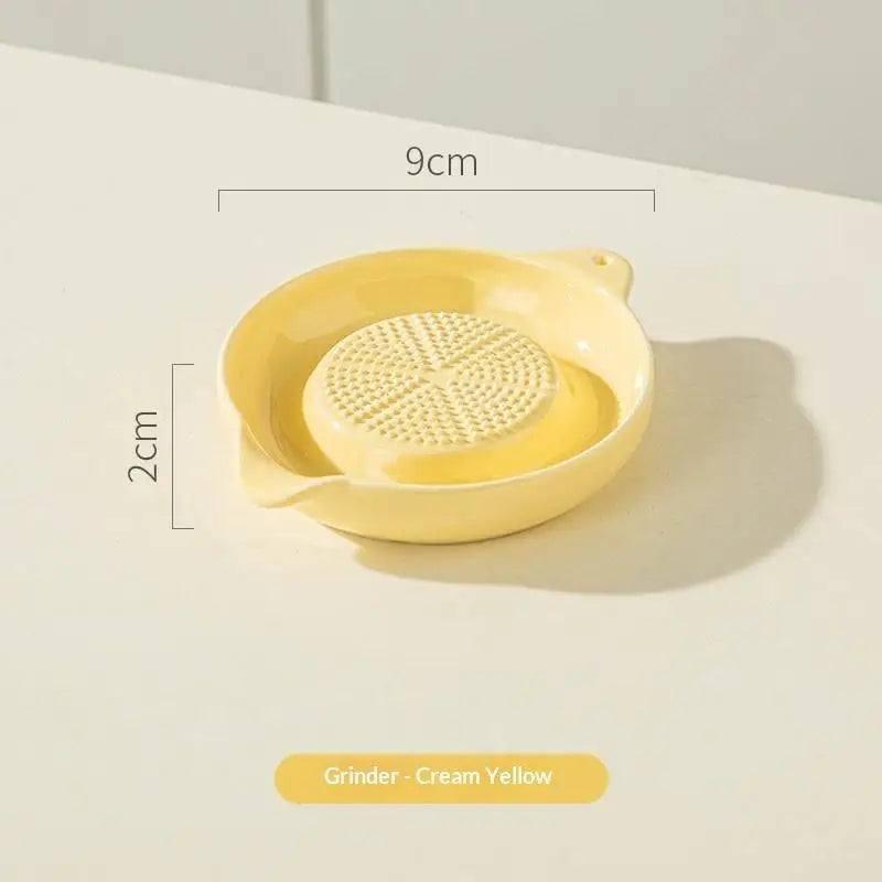 Ceramic Garlic Ginger Grater Plate | Porcelain Grinder with Spout Ceramic Grater Plate Qme G