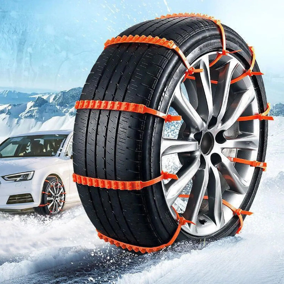 Snow Tire Zip Tie Chains – 10pc Anti-Slip for SUV & Sedan Snow Tire Chains Qme