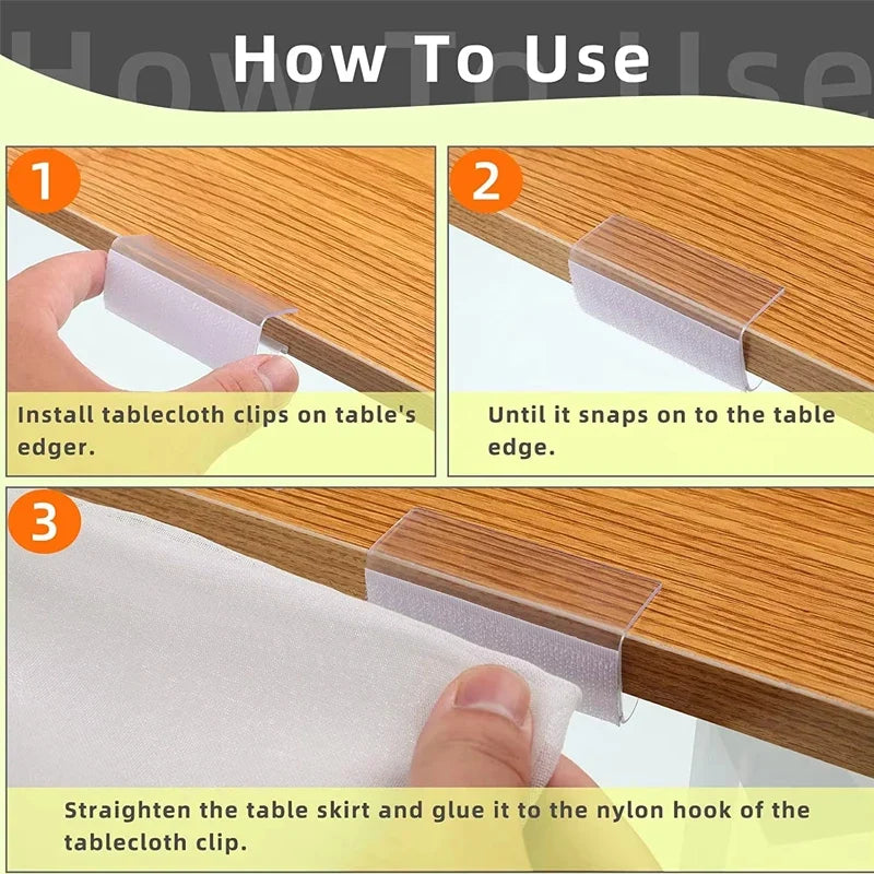 12-Pack Transparent Table Skirt Clips – Indoor & Outdoor Table Skirt Clips Qme