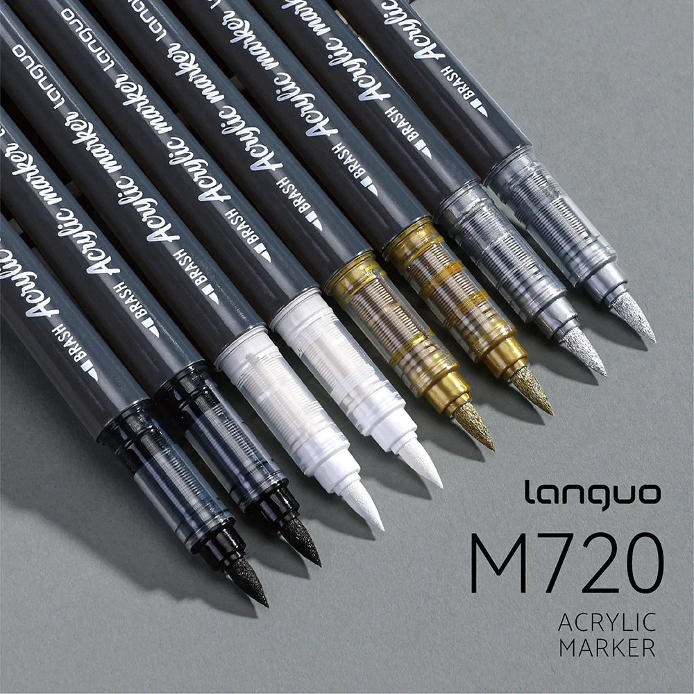 5-Pack Gloss Liquid Acrylic Permanent Markers | Black White Gold Silver Acrylic Paint Markers Qme