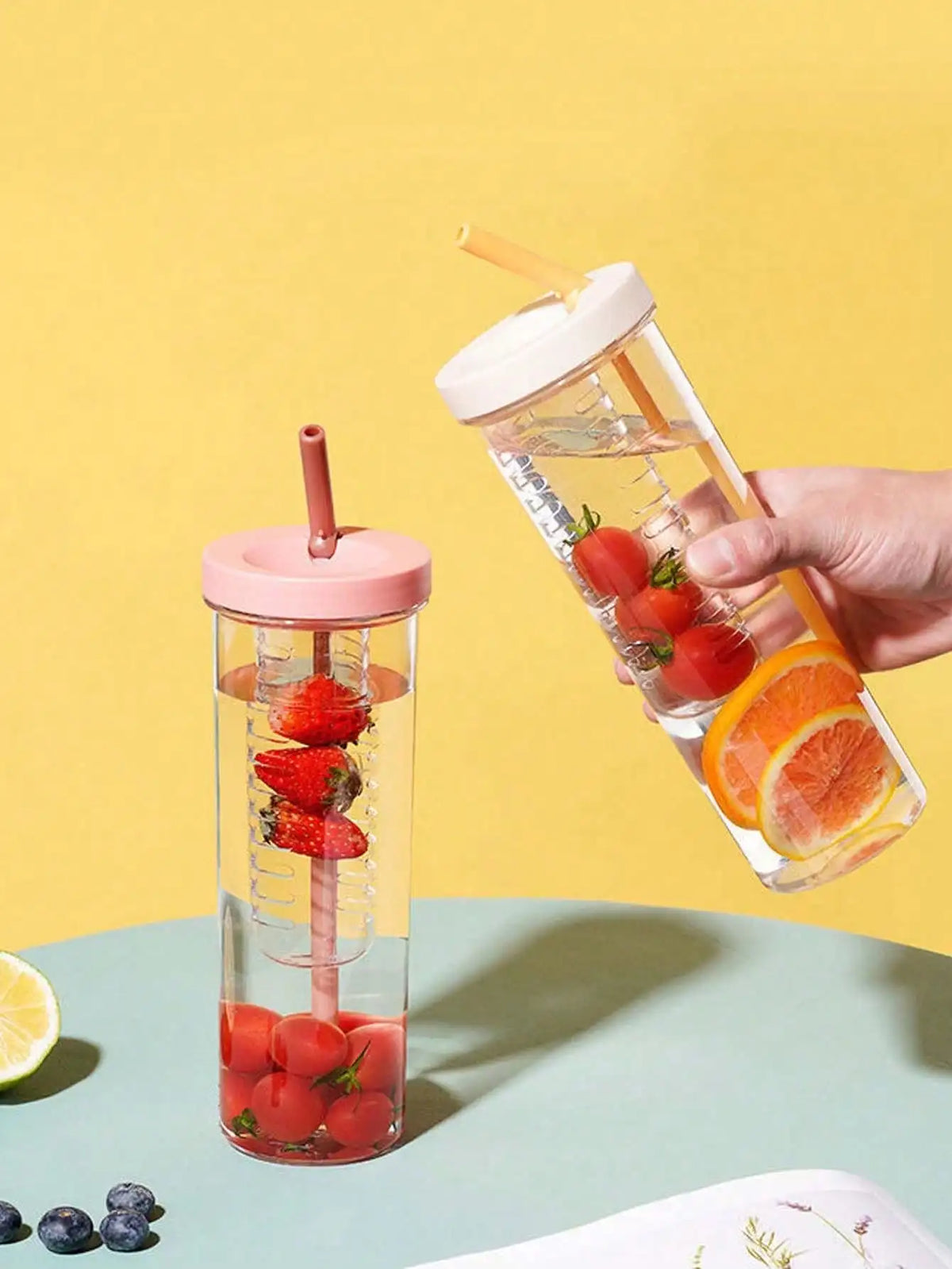 Portable Leak-Proof Sports Water Bottle with Filter & Folding Straw Sports Water Bottle Qme