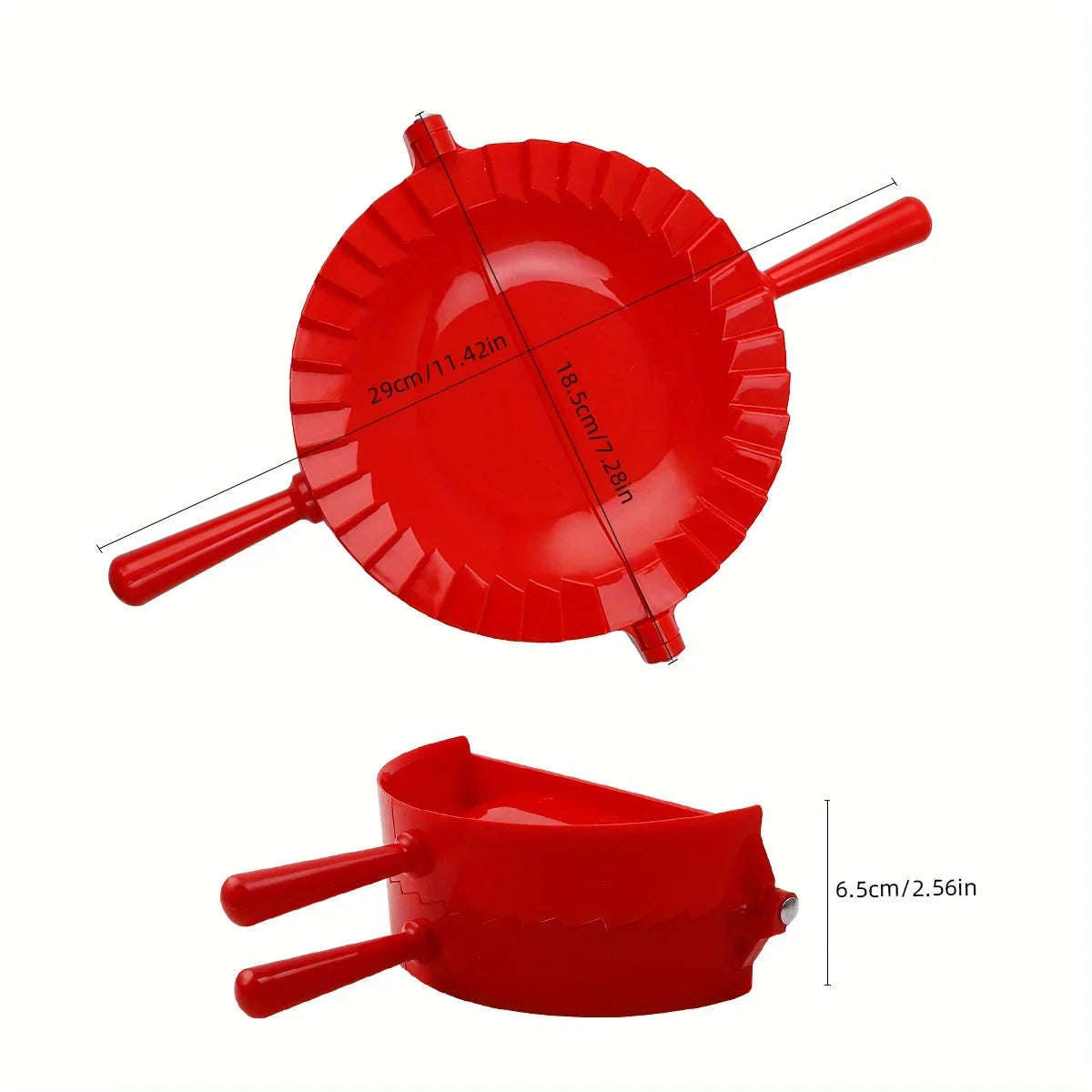 Large Pastry Dough Cutter & Dumpling Mold – Ergonomic Handle Dumpling & Pastry Mold Qme Red