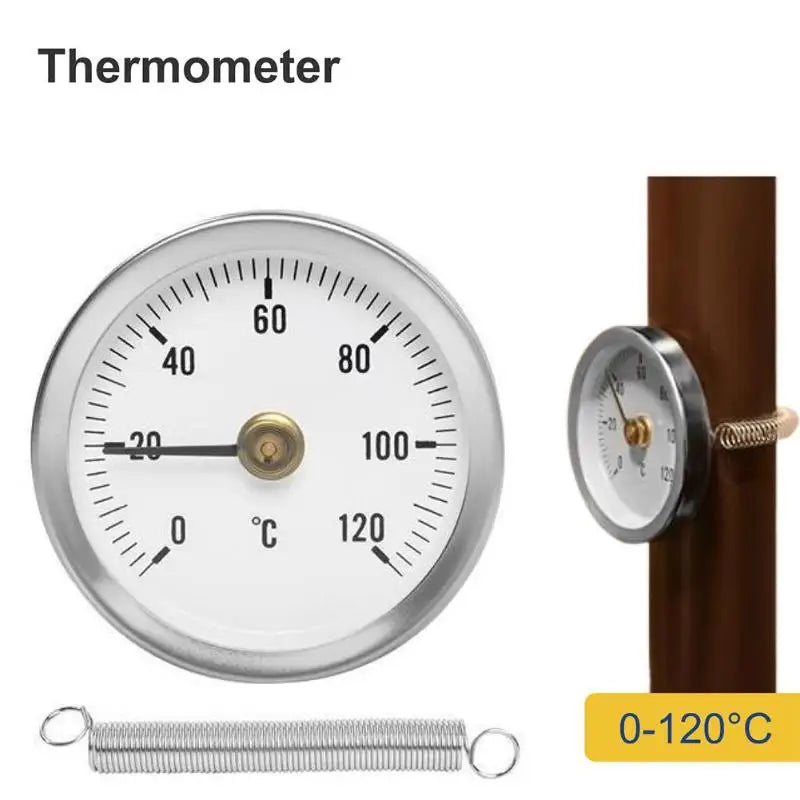Clamp-On Tube Temperature Gauge 0–120° Stainless Steel Temperature Gauge Qme