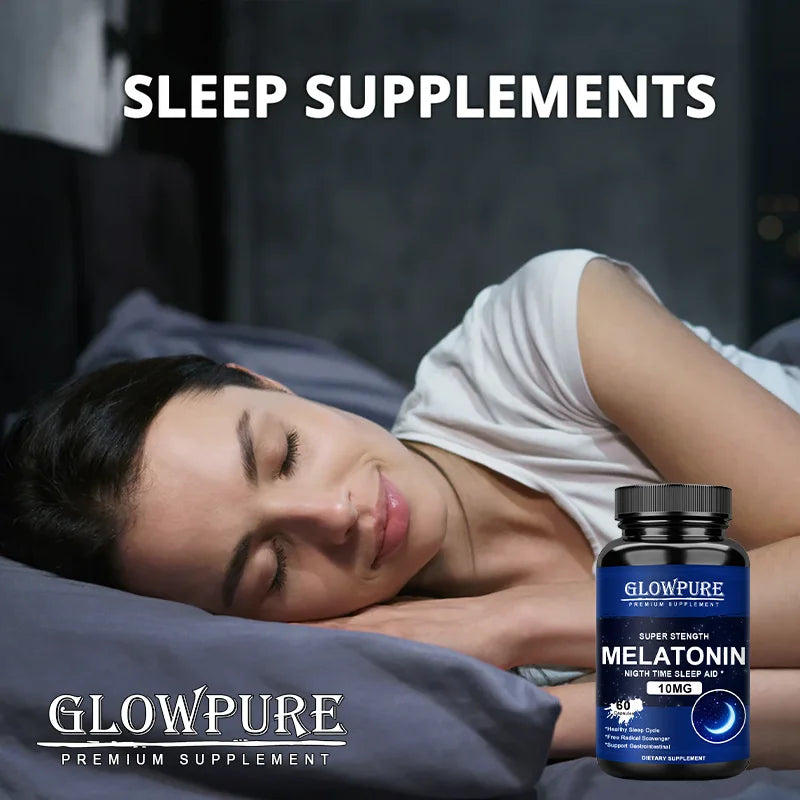 Melatonin 10mg Natural Sleep Support Supplement | GLOWPURE Sleep Supplement Qst
