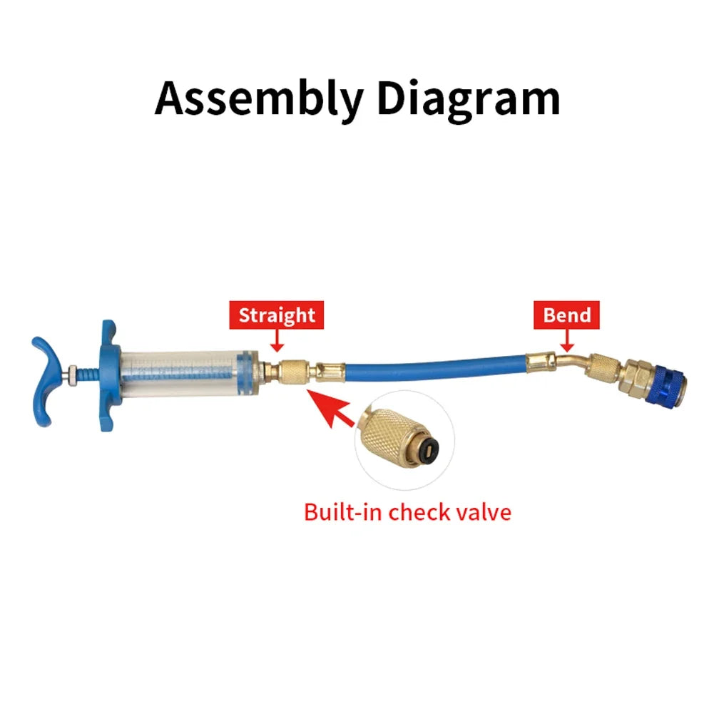 A/C Oil & Dye Injector 1oz – 1/4 SAE Coupler Adapter AC Service Tool Qme