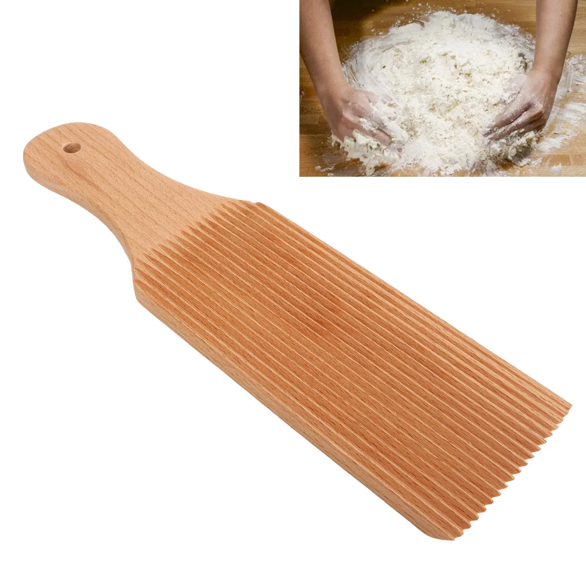 Beech Wood Gnocchi Board & Roller – Natural, Lightweight Pasta Making Tool Qme